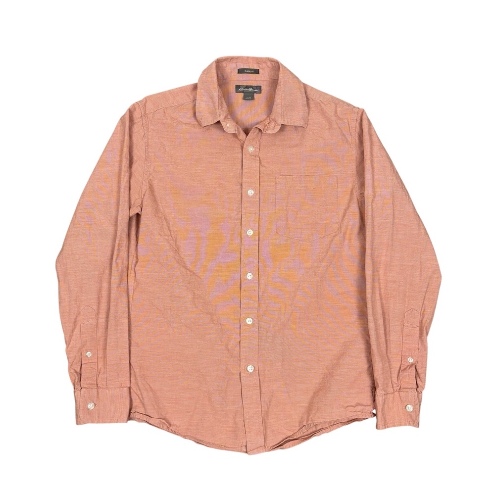 Eddie Bauer Shirt Mens Small Peach Classic Fit Button Down Pocket Utility Hiking